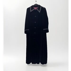 Vtg Victorian Women's Billina Sport Union Made Velvet Long Maxi Formal Coat 14